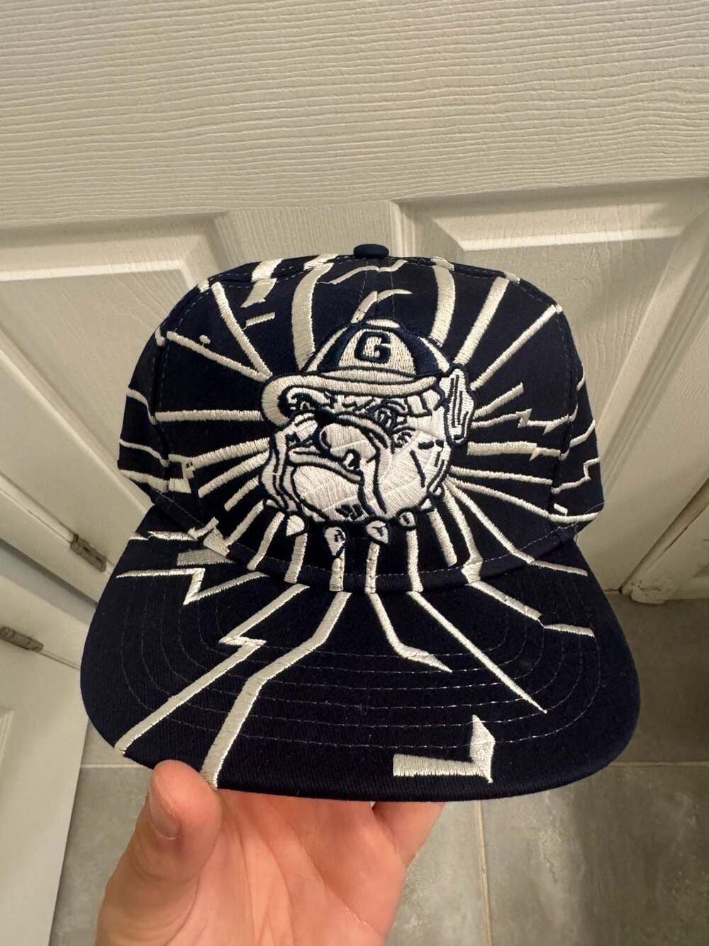 Custom Starter Georgetown Hoyas Bulldog Hat Splash Navy Blue All Over Print